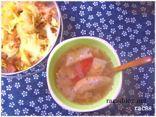 活力鍋レシピ スープ 節約 手羽先スープと白菜のおかかまぶし Racssblog